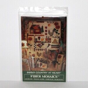 Fiber Mosaics Country At Heart Quilt Pattern 1995 folk Americana house chicken